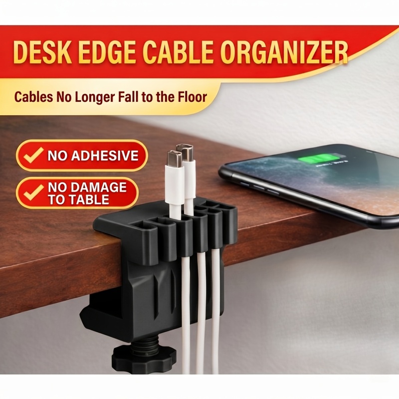 Office Furniture Design - 3 desktop cable manager clips USB