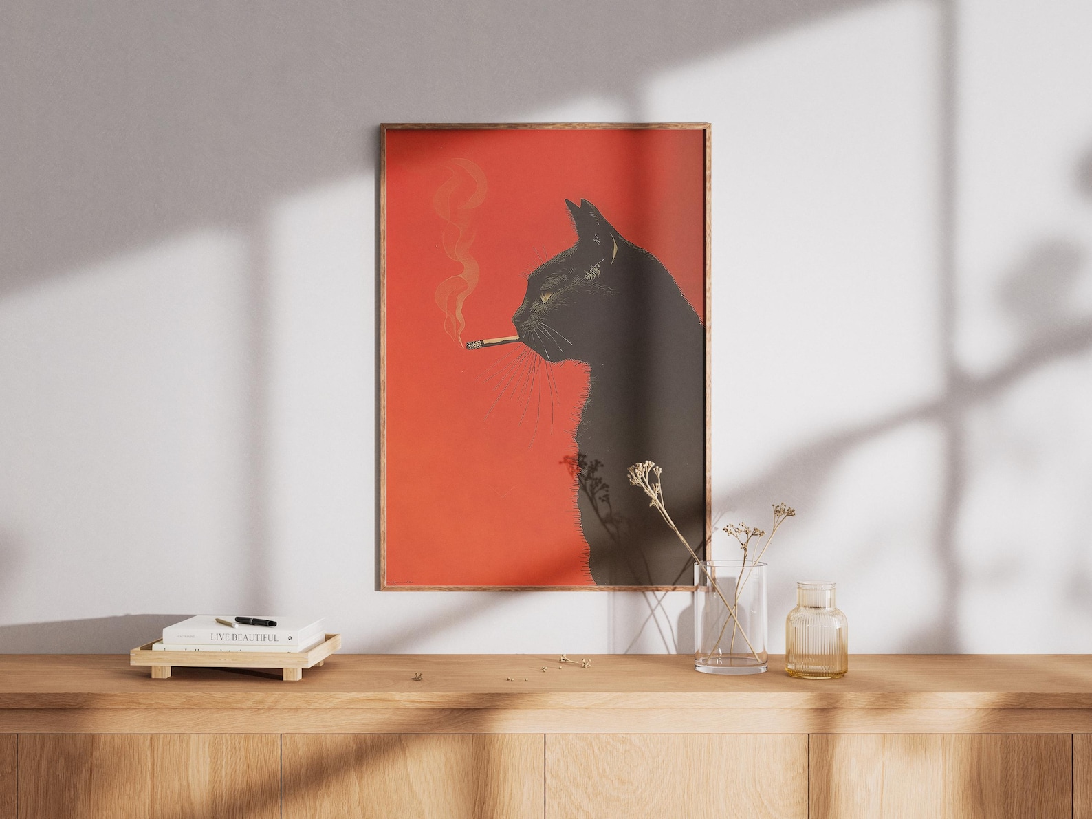 Vintage Black Cat Smoking Canv - огляд і ціна Office Furniture Design